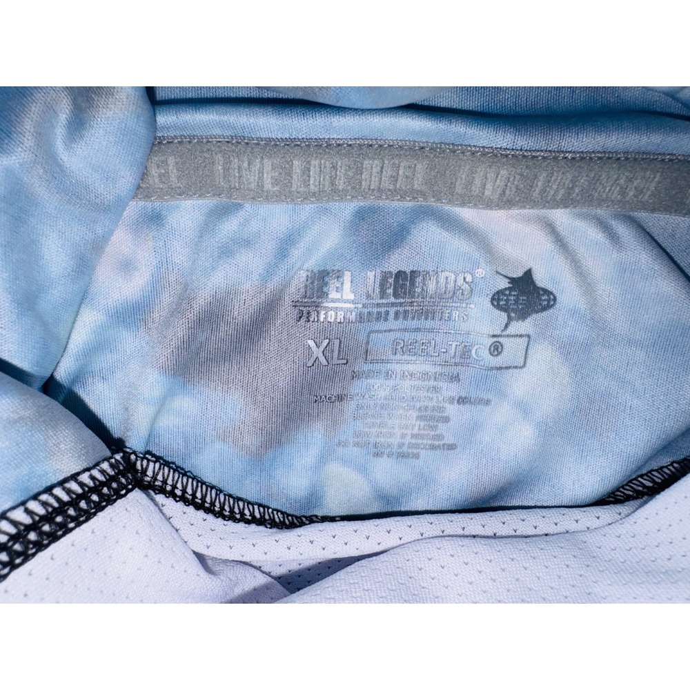 Reel Legends Performance Hoodie Mens XL Blue Excellent Reel-Tec Fishing Shirt - Picture 2 of 2